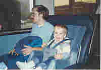 Ben Weide (1 1/2 years) and Chris Weide on Harpers Ferry train trip; Oct. 1989