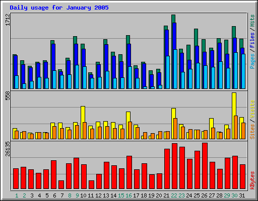 Daily usage for January 2005