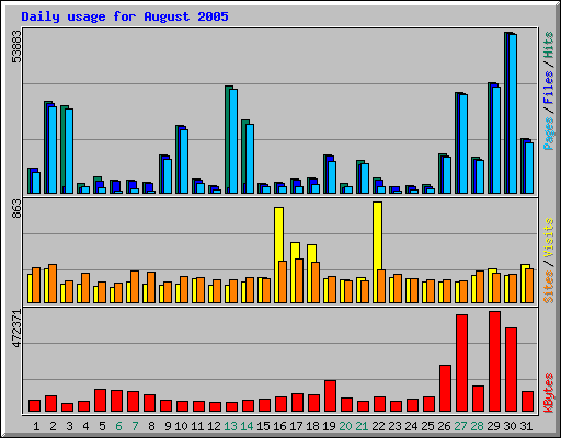 Daily usage for August 2005