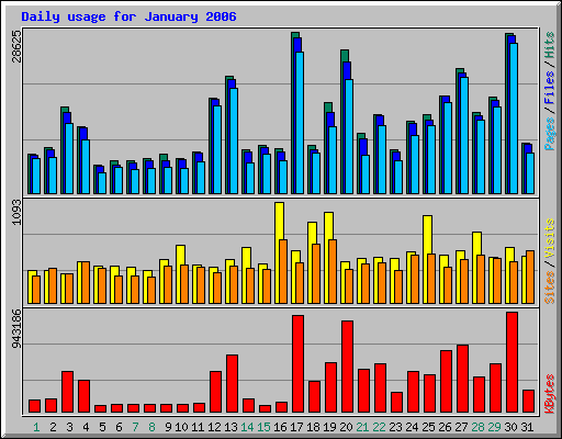 Daily usage for January 2006