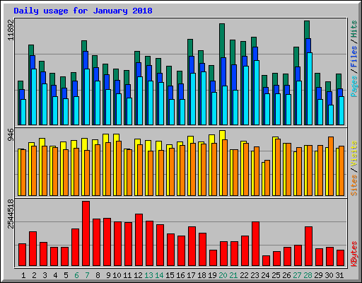 Daily usage for January 2018