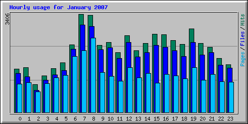 Hourly usage for January 2007