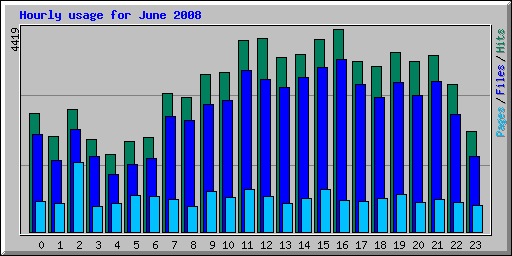 Hourly usage for June 2008