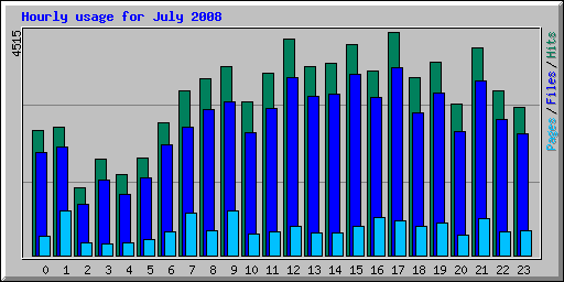 Hourly usage for July 2008