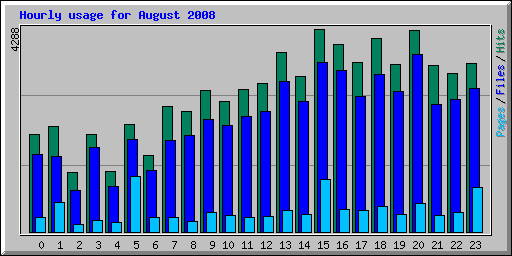Hourly usage for August 2008