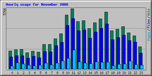 Hourly usage for November 2008