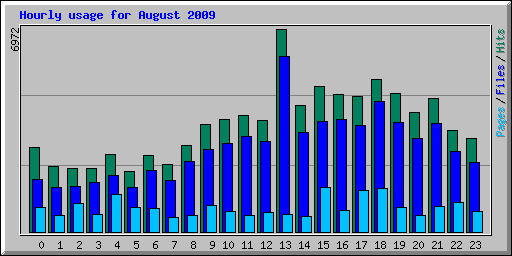 Hourly usage for August 2009